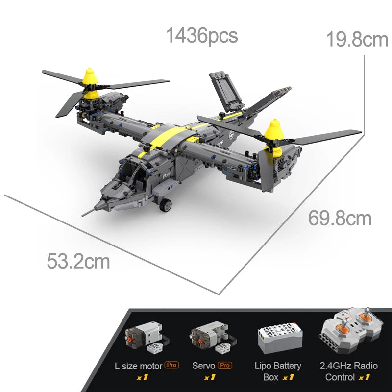 Cada 1424pcs Weapon RC Rotorcraft Fighter Building Blocks City Remote Control Airplane Helicopter Bricks Toys Boys