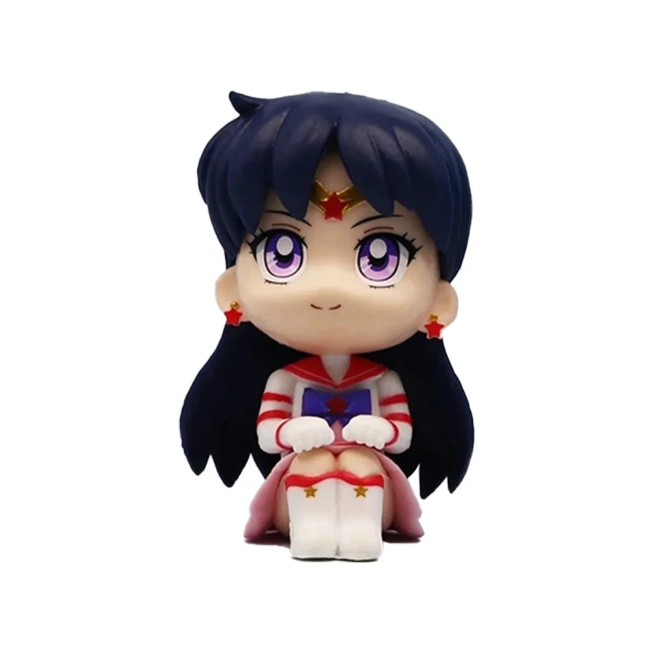 6 PCS/Set Pretty Guardian Sailor Moon 7cm Anime Figure Tsukino Usagi Chibiusa Hino Rei Kino Makoto Figurine Kids Toy