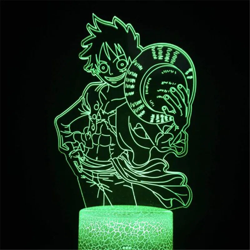 One Piece Zoro Luffy Nami Anime Night Lights Action Figure 3D LED Color Changing Toys Doll Usopp Sanji Chopper Hancock Xmas Gift