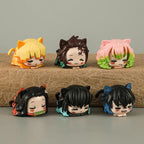 Demon Slayer Lying Down Statues Cartoon Tanjiro Nezuko Yuzuki Miho Figurines Kawaii Action Figures Home Decoration Anime Gifts