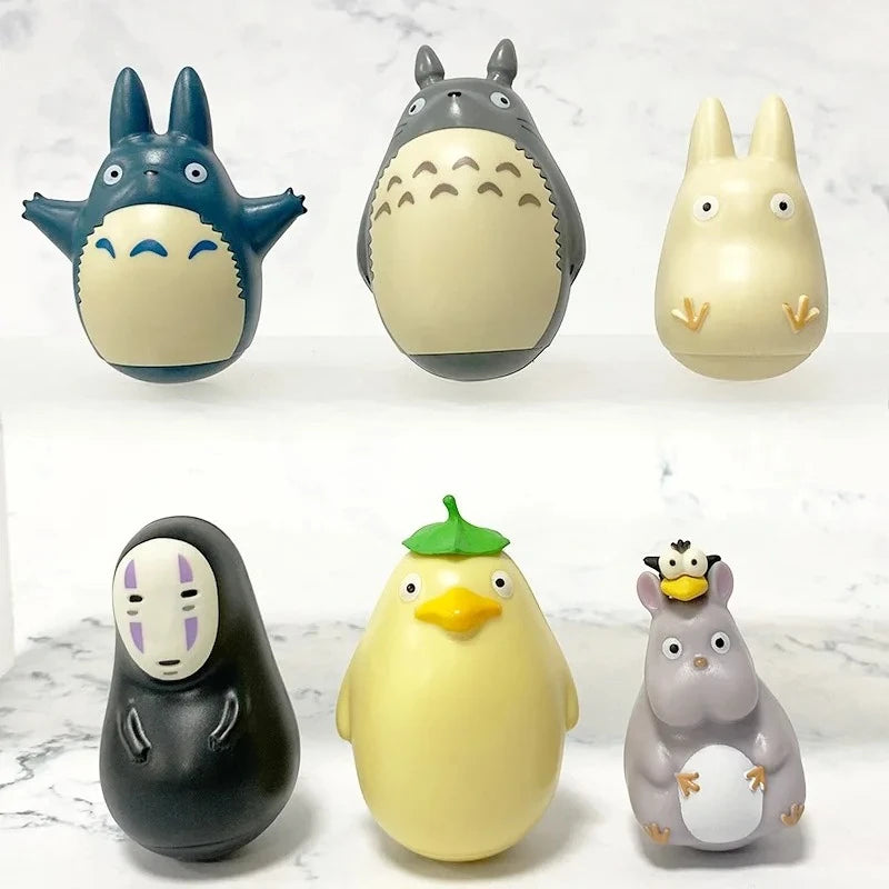 3-6Pcs/Set My Neighbor Totoro Anime Figure Q Version Totoro Tumbler Figure Ornaments Table Decoration Toys Kids Xmas Gifts