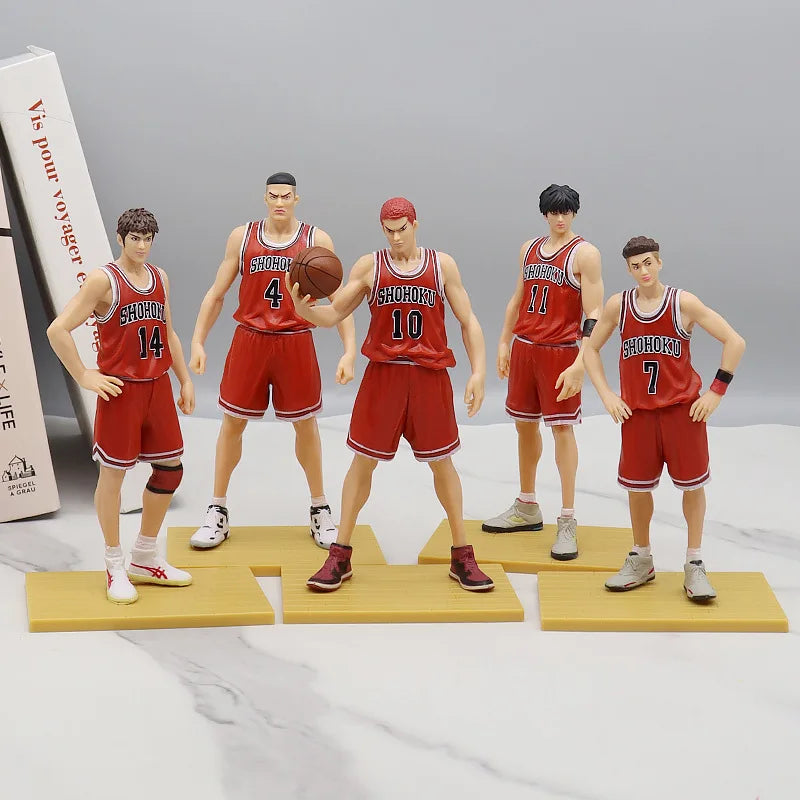 5pcs Slam Dunk Anime Figure Shohoku Team Standing Style Sakuragi Hanamichi Rukawa Maple Hisashi Mitsui Desktop Decorations Gifts