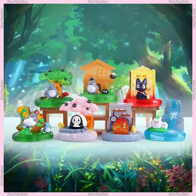 Totoro Blind Box Anime Figure By Hayao Miyazaki Wind Elf Glowing Night Light Mystery Box Decor Birthday Gift Collectible Kid Toy