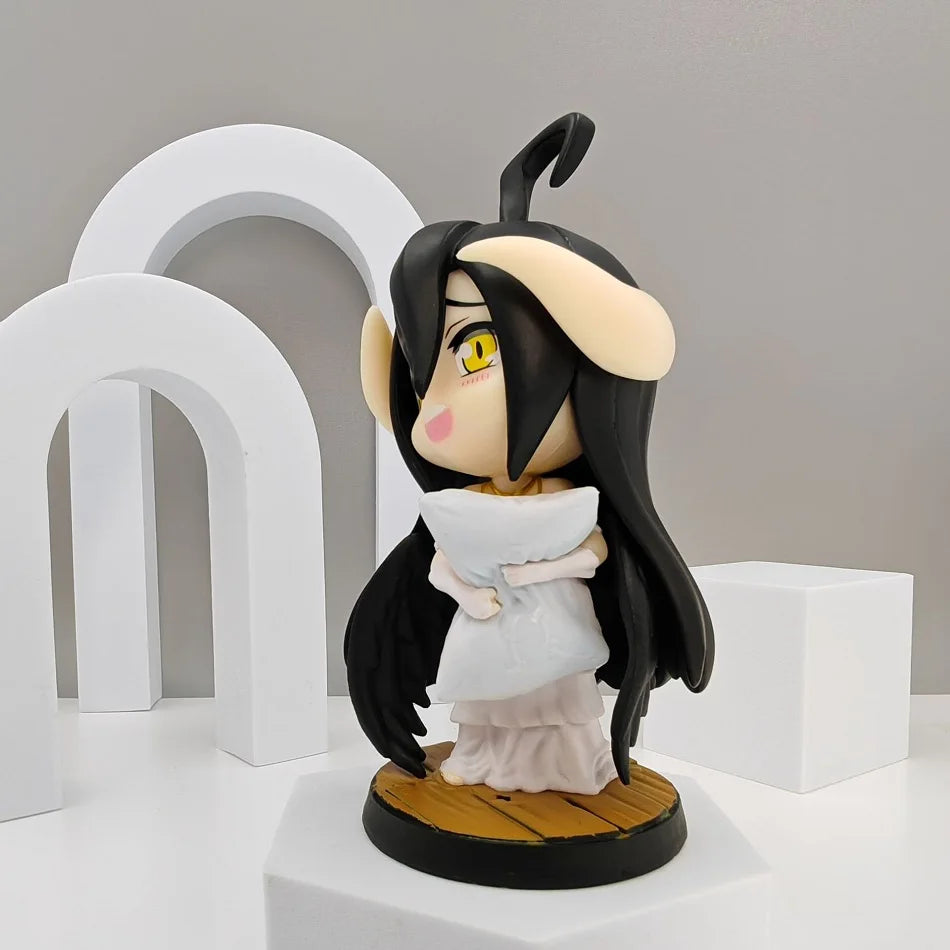12cm Anime Overlord Pillow Albedo Q Version Figurine Model Doll Pvc Collection Desktop Decoration Fashion Birthday Toy Gift