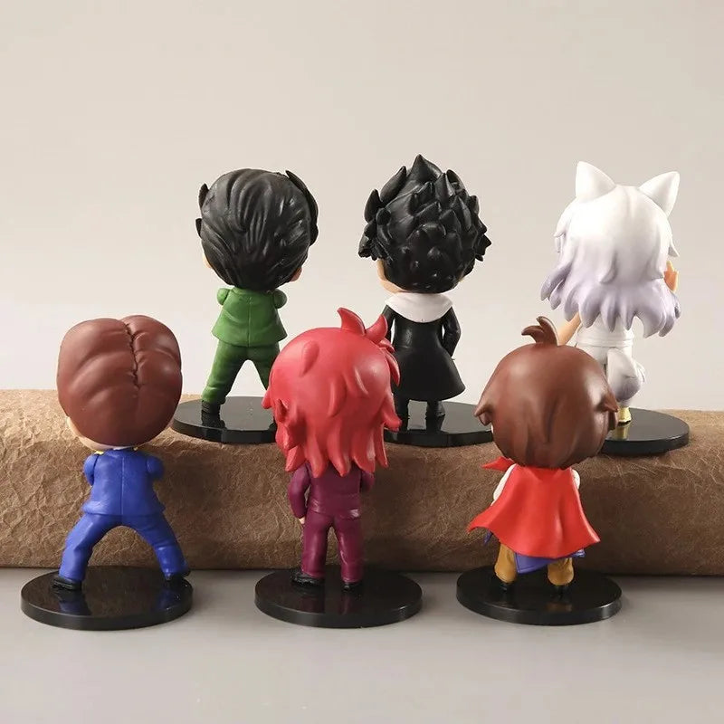 1Set Anime Figure YuYu Hakusho Yuusuke Urameshi Kurama Fleeting Shadow PVC Cute Q-version Model Children's Gift Toys 9-11CM