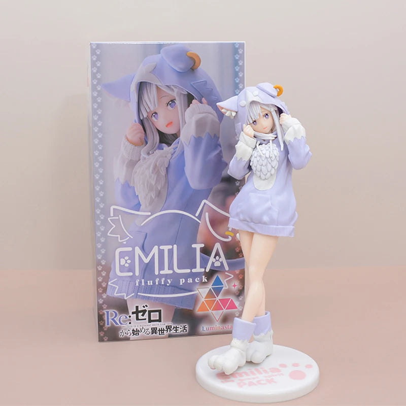 @ 22cm Re:ZERO Starting Life in Another World Ram/Rem Anime Girl Figure Fluffy Pack Ram/Rem Action Figure Adult Model Toys Gifts