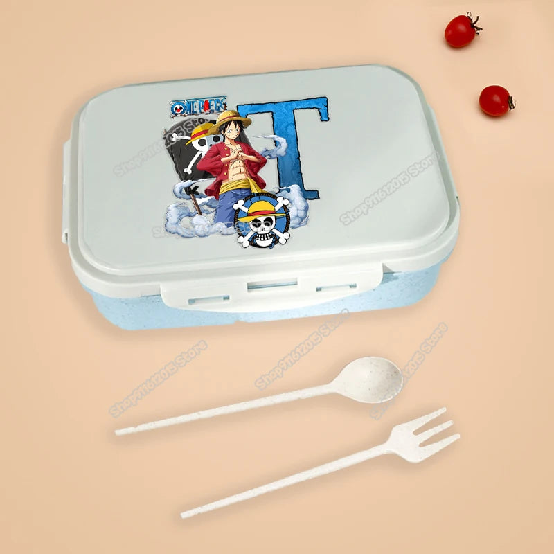 One Piece Luffy Letter Lunch Box Portable Kids Separated Bento Box Anime Cartoon Leakproof Food Container Microwave Dinnerware