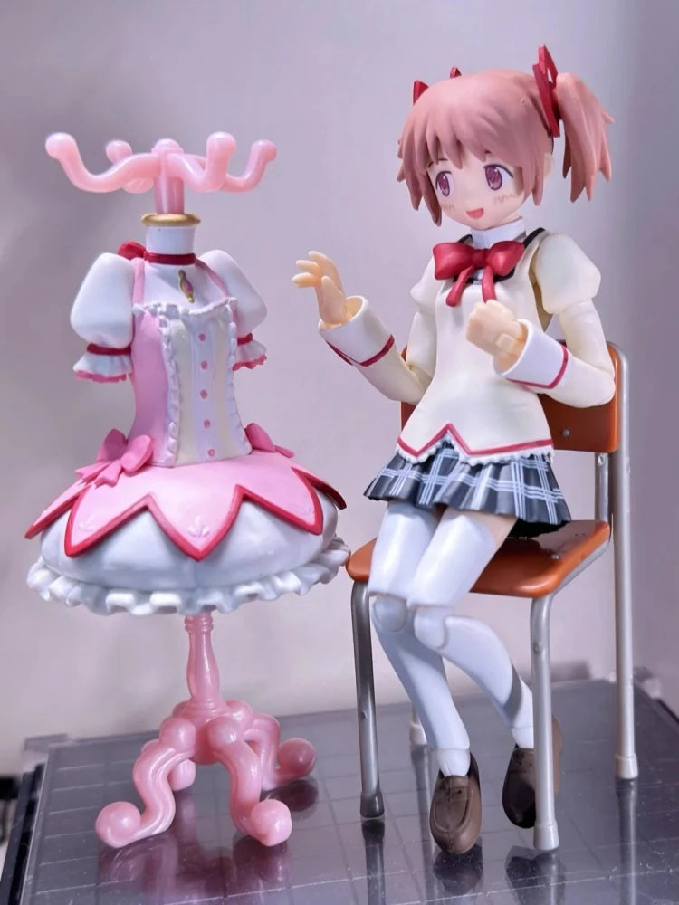 Genuine Bandai Mahou Shoujo Madoka Magika Anime Figure Model Kawaii Mini Clothes Hanger Shaped Desktop Decor Collect Toys Gifts