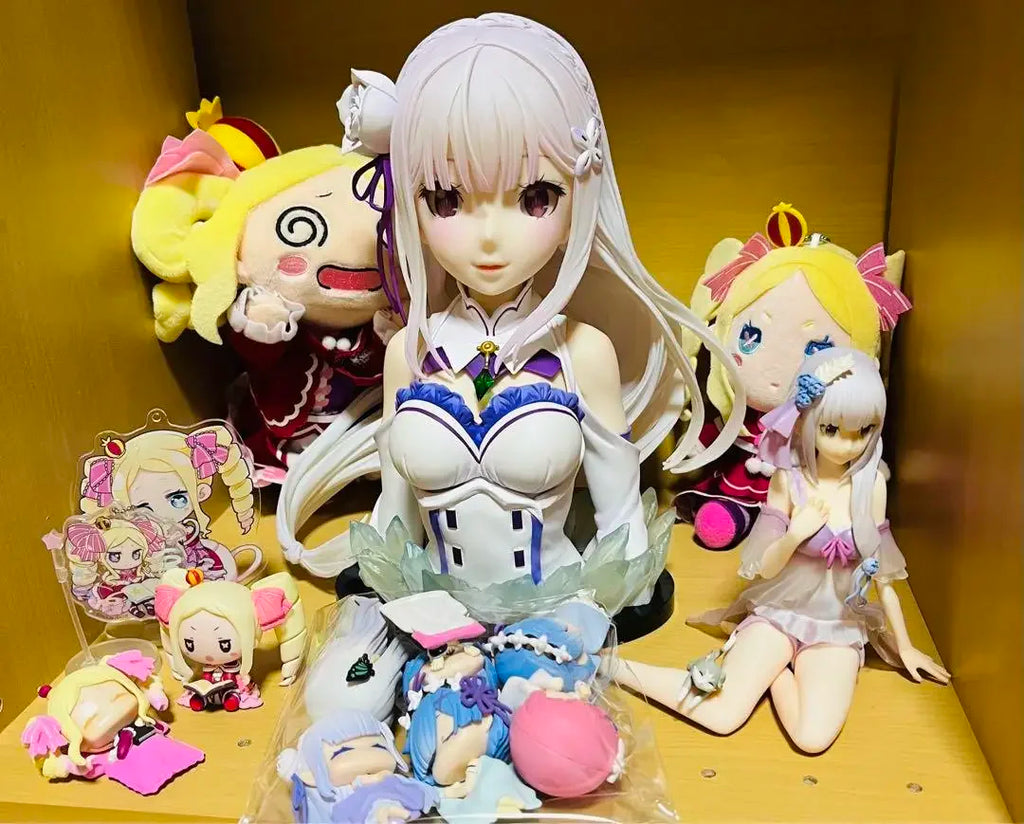 Stand stones capsule toys cute kawaii Onemutan Re: Life in a different world from Zero Part.2 Emilia Rem anime sleeping figures