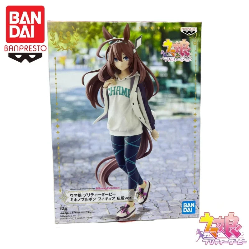 In Stock Bandai Banpresto Original Uma Musume Pretty Derby Mihono Bourbon Figure Casual Wear Version Decoration Figure 18Cm