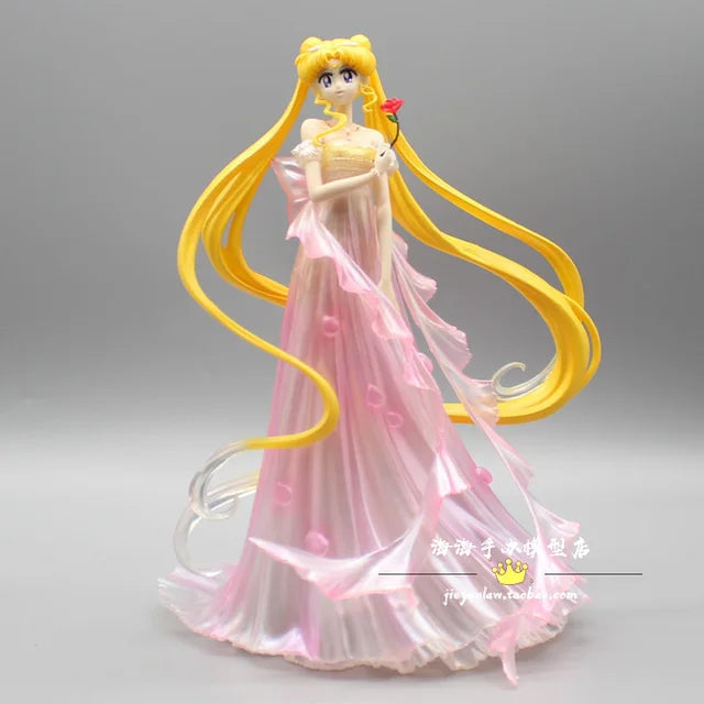 New 37cm Anime Sailor Moon Figure Tsukino Usagi Sailor Universe Scene Model Dolls Wedding Dress Gk Action Figurines Toys Gifts