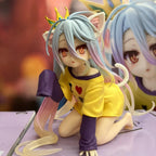 NO GAME NO LIFE 13cm White Action Figure Cat Ear T-shirt Ver. Figurine Collection Model Toy Kawaii Doll Desktop Decoration Gift