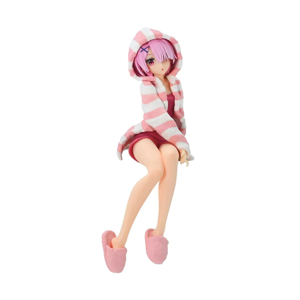 14CM Anime Re:Life In A Different World From Zero Figure Ram And Rem Pajamas Instant Noodles Press Sitting Position Anime Model