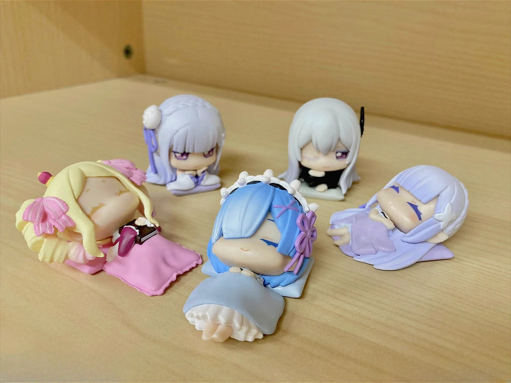 Stand stones capsule toys cute kawaii Onemutan Re: Life in a different world from Zero Part.2 Emilia Rem anime sleeping figures