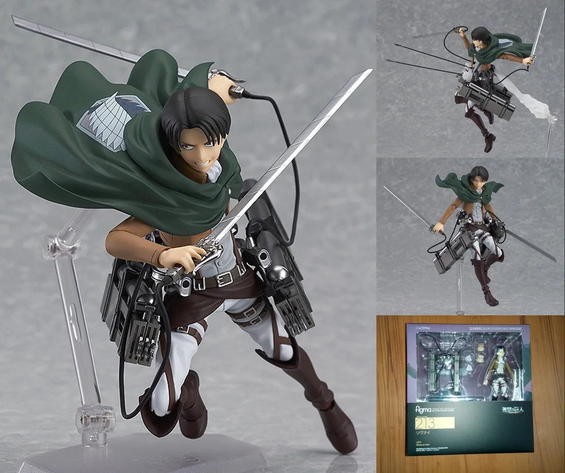 Attack On Titan Action Figure Figma Mikasa Ackerman 203 Eren Yeager 207 Captain 213 Model Statue Children Toys Birthday Gift