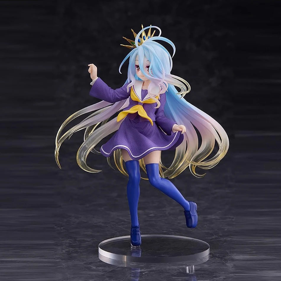 19cm Anime No Game No Life Figure Shiro Figure Cat Ear School Uniform Ver Toy Gift Aciton Figure PVC Collection Ornament Model