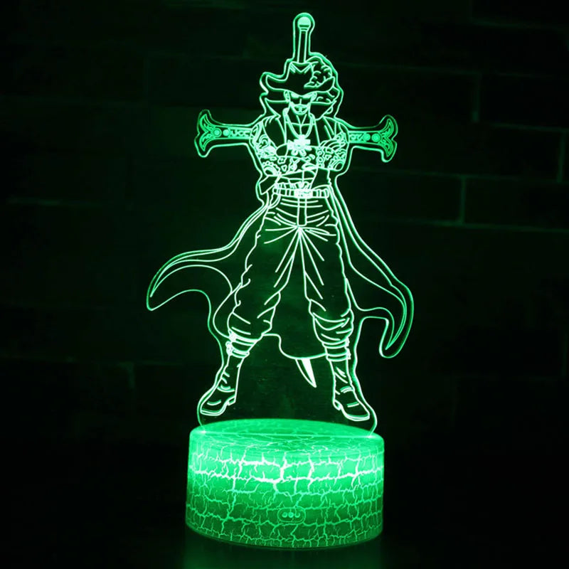 One Piece Zoro Luffy Nami Anime Night Lights Action Figure 3D LED Color Changing Toys Doll Usopp Sanji Chopper Hancock Xmas Gift