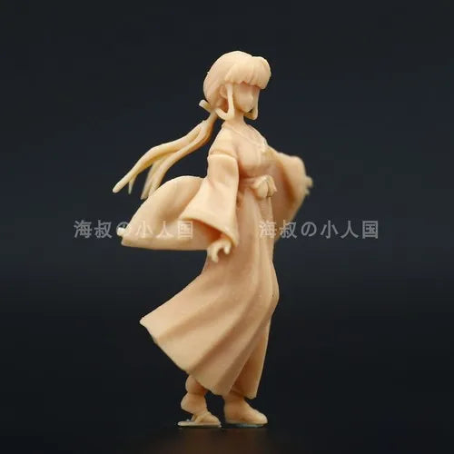 Anime Inuyasha Action Figures White Model Hand Drawn Coloring Micromodel Diorama Miniature Landscape Ornaments Toys 1/64 Scale