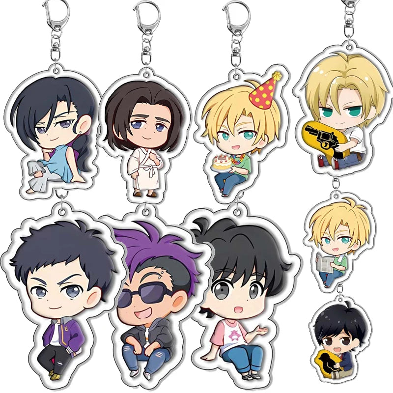 Anime Cartoon Banana Fish Figure Characters Acrylic Keychain Car Keychain Women Men Bag Accessories Charm Pendant Jewelry Gifts