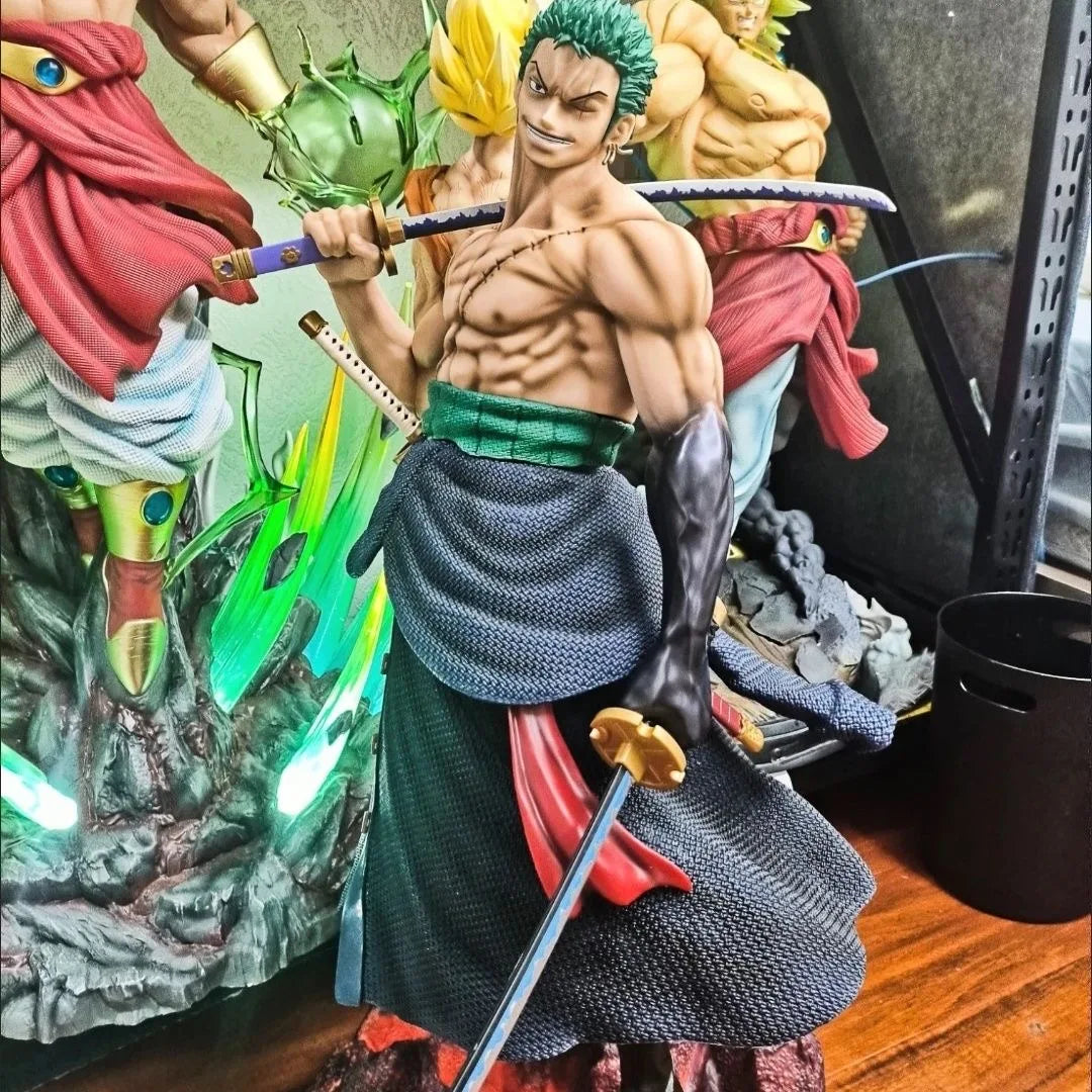 One Piece Anime Large 50cm Five-Headed Eagle Carrying Knife Domineering Zoro Collectible Statue Model Figure Ornament Gifts