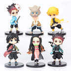 6pcs/12pcs/Sets Q Posket Figure Wholesale Demon Slayer Mini Figurine Kimetsu No Yaiba Small PVC Dolls Desktop Decoration
