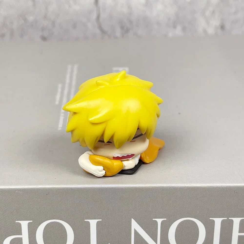 Cute Chainsaw Man House Decoration Sleeping Denji Makima Aki Figure Statues Anime Kawaii Power Figurine Pochita Desk Accessories