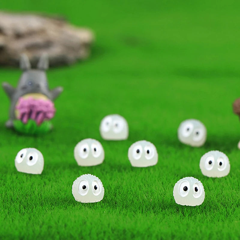 10pcs Dust Elf Glowing Miniature Ornament Studio Ghibli Home Room Party Decor Accessories Cute Kawaii Micro Landscape Decoration