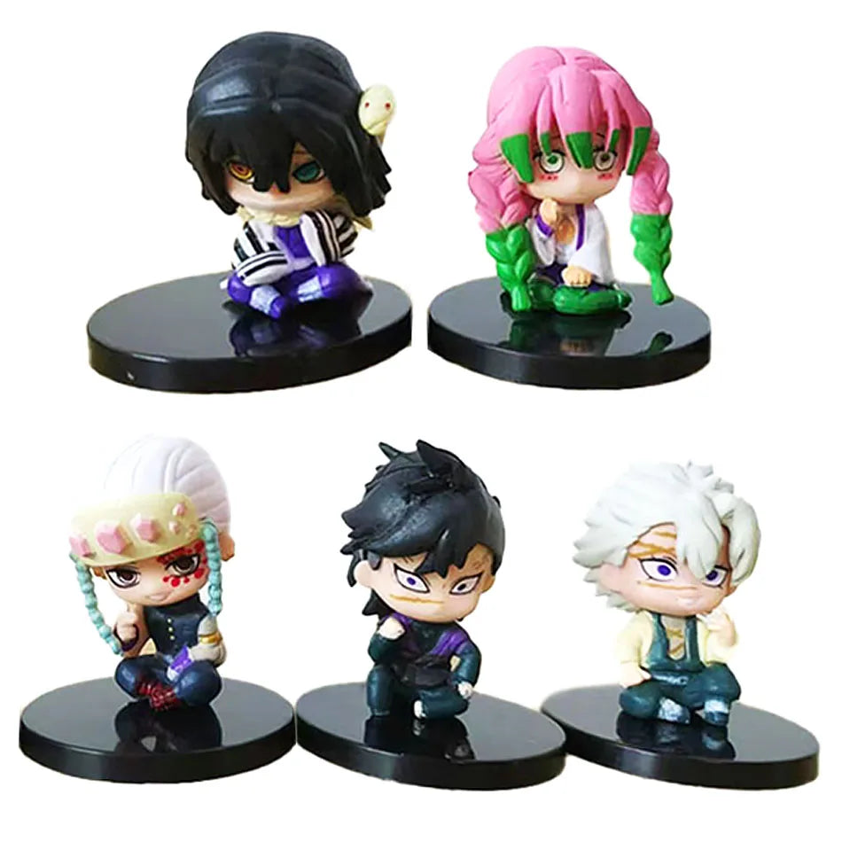 Q Posket Demon Slayer Figure Wholesale Mini Figurine 5cs 10Pcs 15Pcs Sets Kimetsu No Yaiba Small PVC Dolls Desktop Decoration