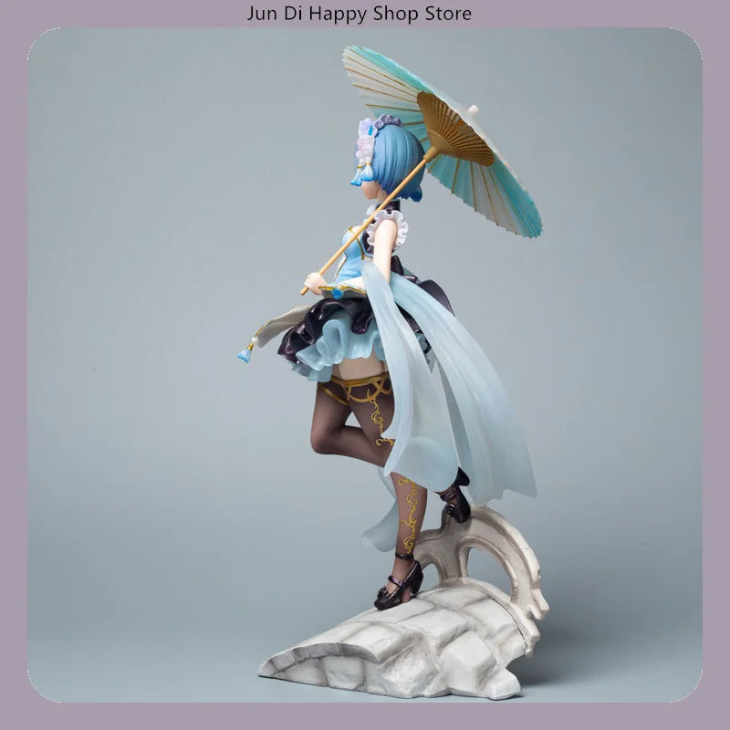 Re:Zero - Starting Life in Another World Rem Lolita Style with Umbrella 28cm Anime Figure Statue Desktop Decoration Gift