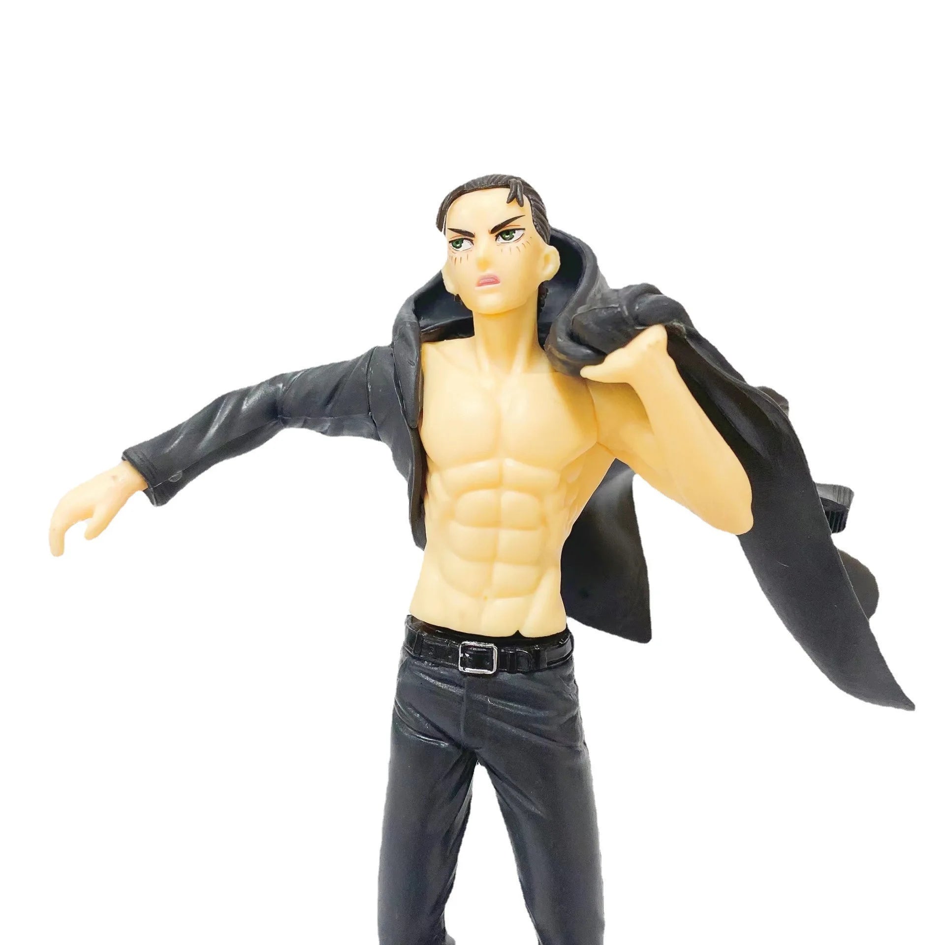 Anime Eren Jaeger Figure Final Season Black Cloak Dress Up Model Toy Anime PVC Action 185mm Figurine Toys Action Figure