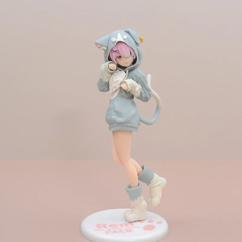 @ 22cm Re:ZERO Starting Life in Another World Ram/Rem Anime Girl Figure Fluffy Pack Ram/Rem Action Figure Adult Model Toys Gifts