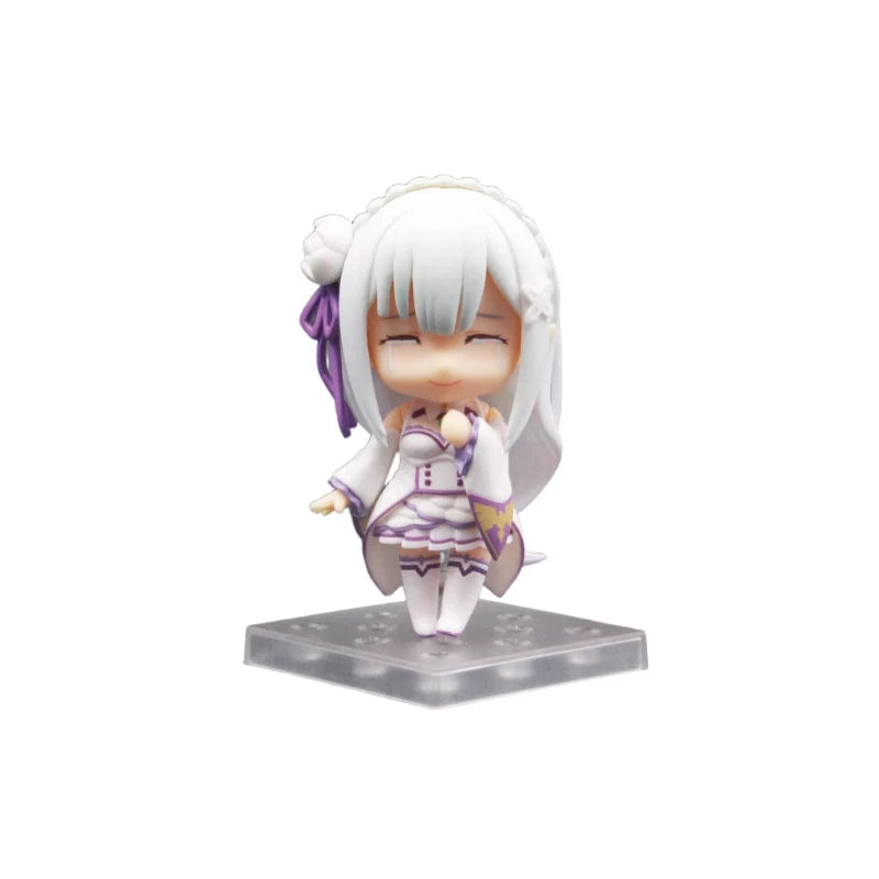 Re:Zero Emilia 751 Q Version Nendoroid Posable Anime Figure With Face Swap Toys Cute Doll Collectible Desktop Decoration Gifts