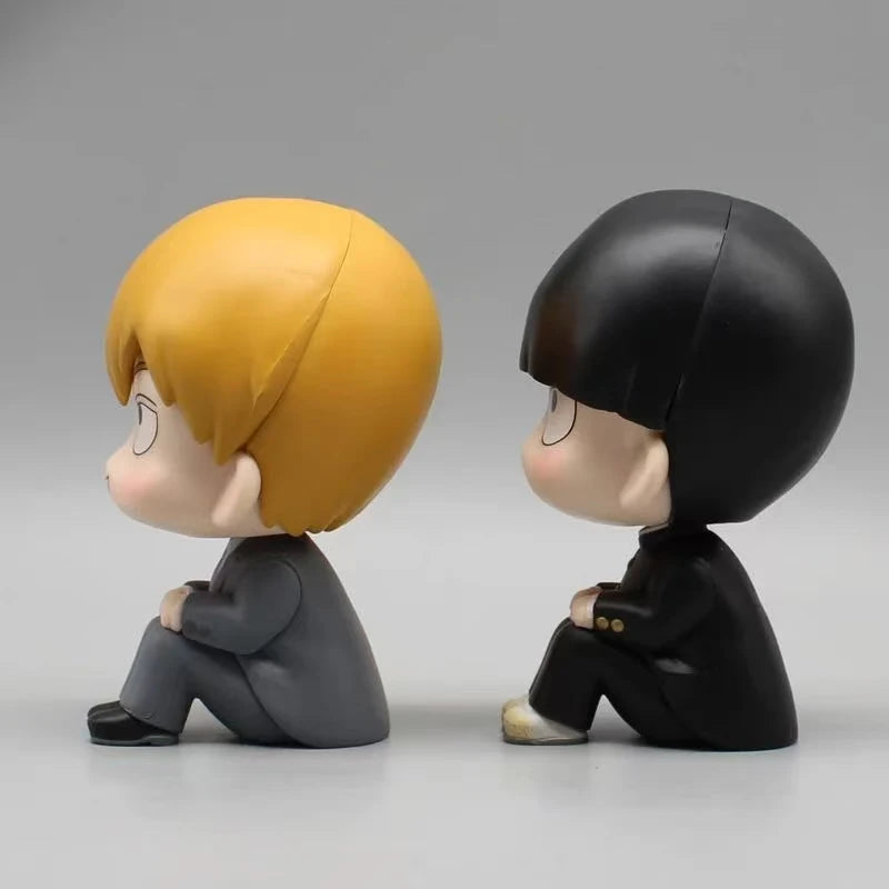 9cm Anime Mob Psycho 100 Figures Gk Reigen Arataka Q Edition Kawaii Sitting Palm Model Doll Ornaments Collectible Toys Gift