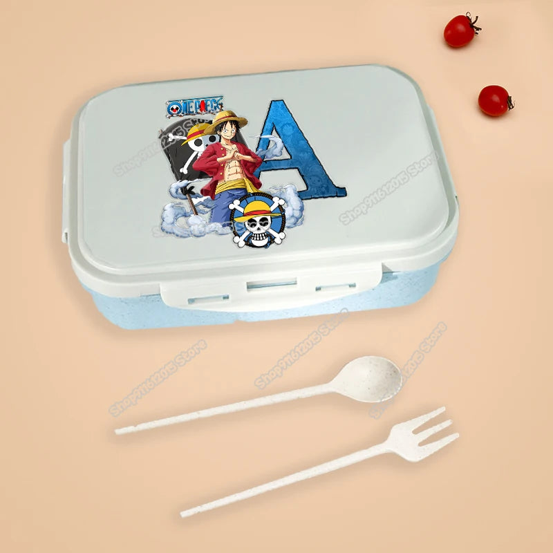 One Piece Luffy Letter Lunch Box Portable Kids Separated Bento Box Anime Cartoon Leakproof Food Container Microwave Dinnerware