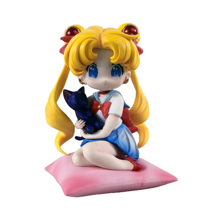New Q-Style Sitting Sailor Moon & Usagi Tsukino Gk Statue - Anime Collectible Figure, Kawaii Desktop Decor For Fans Gifts