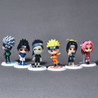 6 Pcs/Lot Q Version NARUTO Sasuke Gaara Uchiha Madara Figure 7-8cm 2 Style Personality Base Mini Figurines Decoration Doll Gifts