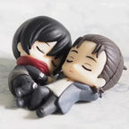 BANDAI Attack on Titan figure Pendant Sleep style capsule toys Eren Jaeger Mikasa figure Brand new genuine In shelf