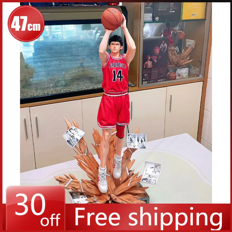 47CM SLAM DUNK Figure Mitsui Hisashi Shooting Anime Collection Model Desktop Ornament Decorations Holiday Gifts Children Toys