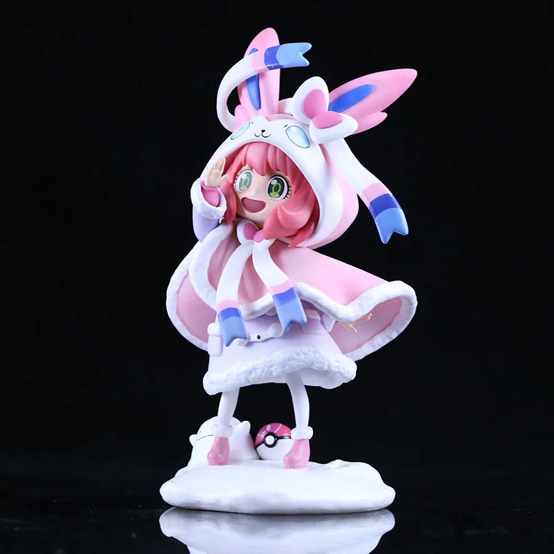 19cm Spy Family Anya Forger Cos Sylveon Fairy Type Eevee Anime Action Figures Model Doll Collection Ornament Decorate Statue Toy