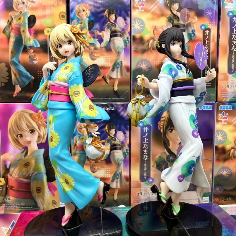 [In Stock] Genuine Sega Anime Toy Lycoris Recoil Nishikigi Chisato Inoue Takina Yukata Style 19cm Figure Model Girl Ornament Gif