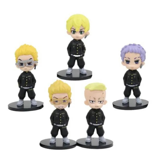 10CM 5Pcs/1 Set Anime Tokyo Revengers Figure Draken Manjiro Sano Cute Q Edition Toys PVC Children's Birthday Gift Collection