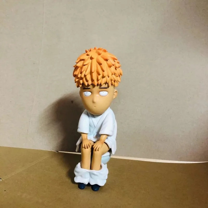One Punch-Man Saitama Wc Bad Taste Ver. Pvc Action Figure  Funny Wig Toilet Collect Ornament Model Desktop Decoration Toy Gift