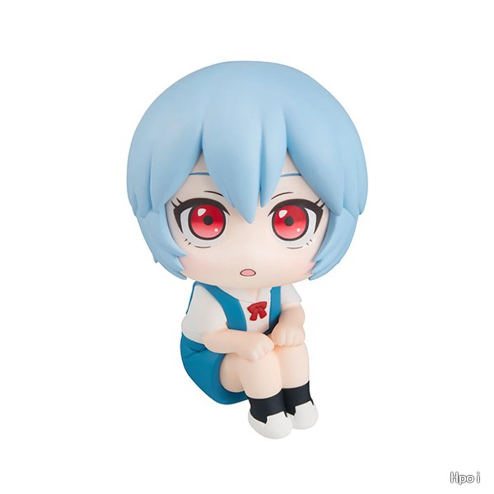 10CM Anime Evangelion Ayanami Rei Figure Souryuu Asuka Langley Look Up EVA Sitting Model Toy Doll Aciton Figure PVC Ornament