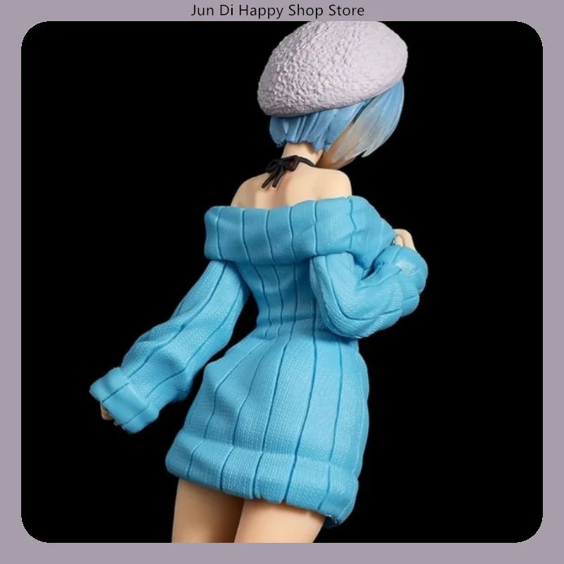 23cm Re:Zero Rem Figure Sweater Standing Cute Anime Model Desktop ornaments Can Be Collected Birthday Gift