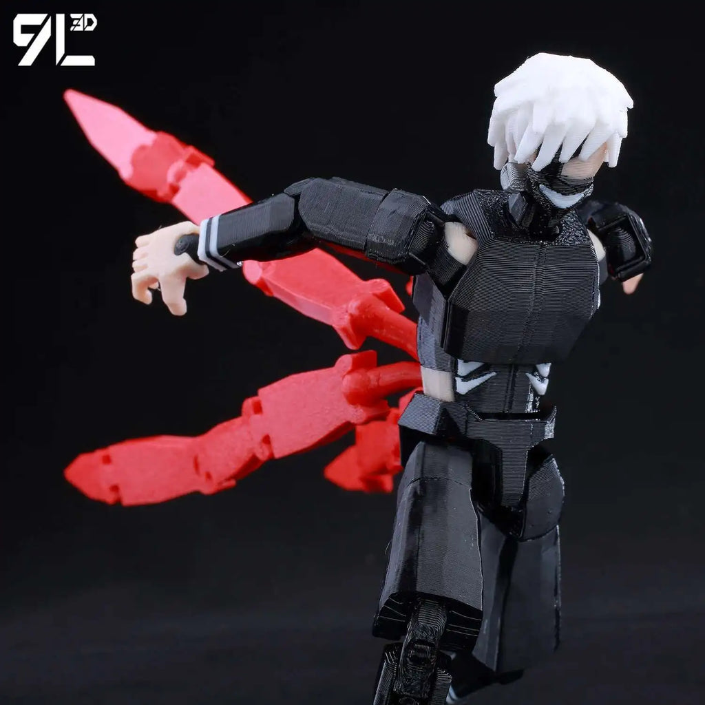 9L 3D Articulated Action Figure - Kaneki Ken From Tokyo Ghoul Lucky Dummy 13 Collectible One-Eyed Ghoul Ver Desktop Display Toys