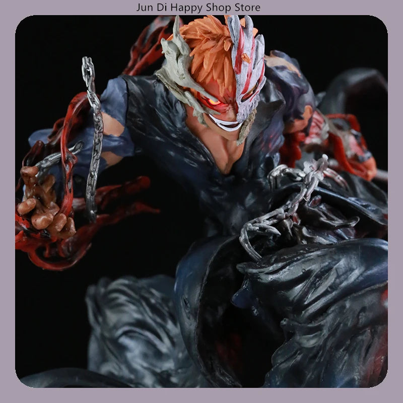 22cm Bleach Ichigo Kurosaki Hollow Mask Attacking Pose Anime Figure Model Statue Desktop Decoration