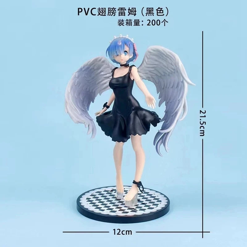 21CM Ghost Angel Rem Anime Figure Re:Life In A Different World From Zero Dress Wings Standing Model Toy PVC Collection Ornaments