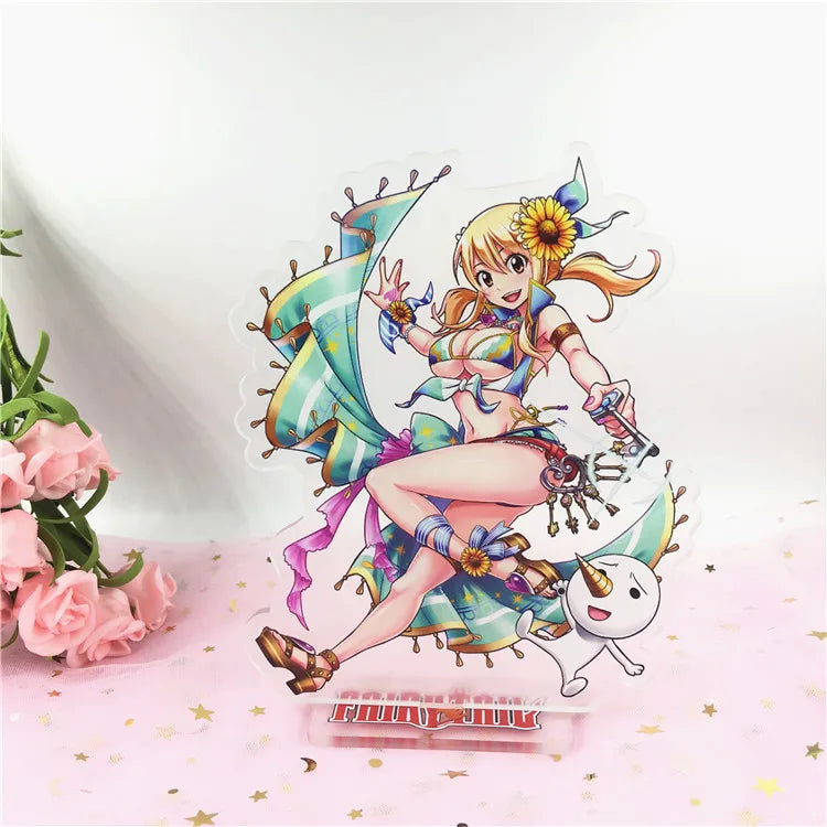 15cm FAIRY TAIL 100 YEARS QUEST Etherious Figure Acrylic Stand Lucy Heartfilia Statue Erza Scarlet Desk Ornament Toys Collection