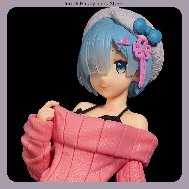 23cm Re:Zero Rem Figure Sweater Standing Cute Anime Model Desktop ornaments Can Be Collected Birthday Gift