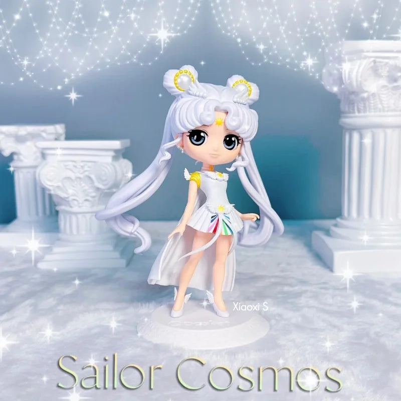 Original Bandai Sailor Moon Figure Q Posket Tsukino Usagi Cosmos Princess Ver Collection Customization Model Action Figurine